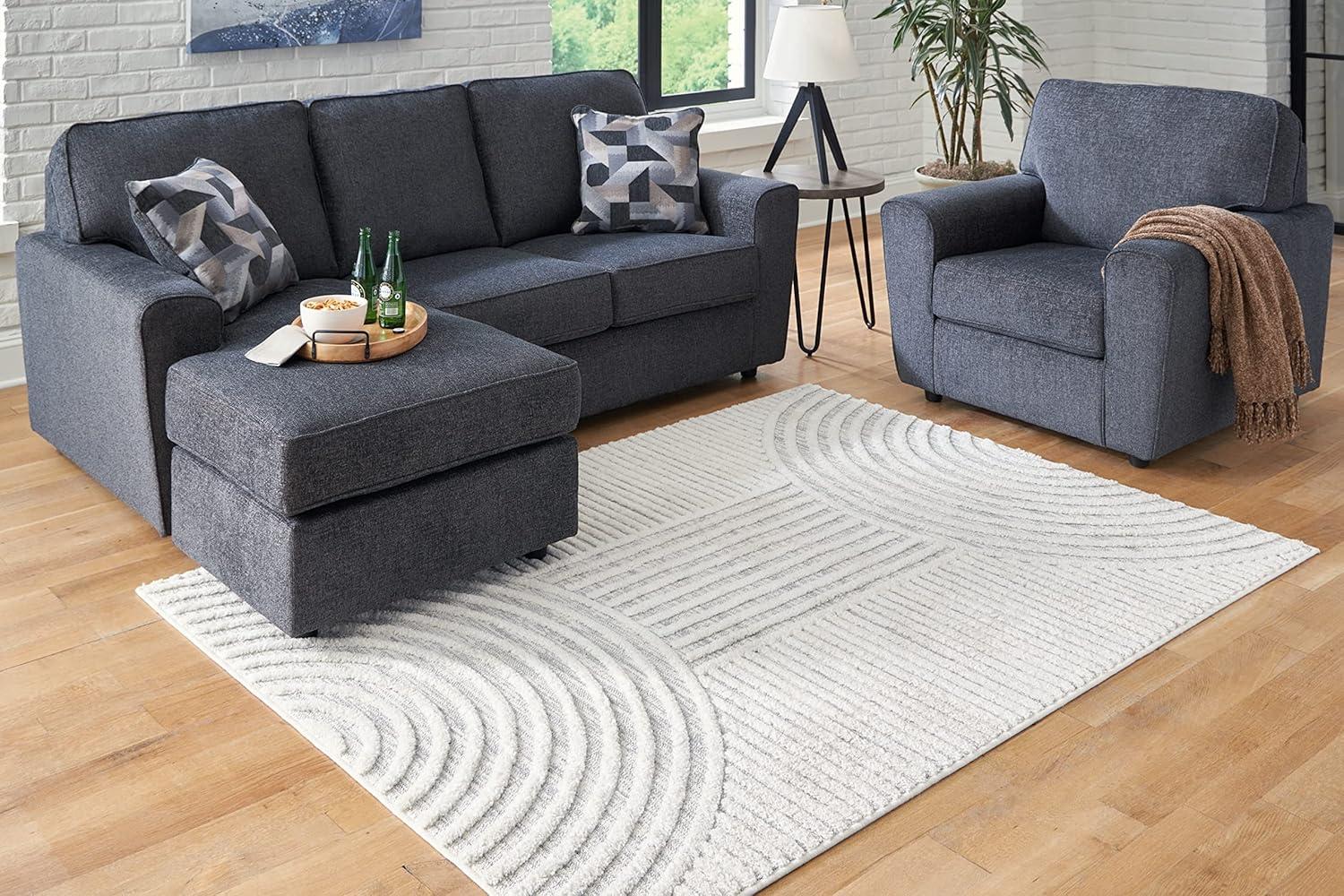 imageSignature Design by Ashley Lambworth Contemporary 5x7 Area Rug White amp Light Gray710 x 10