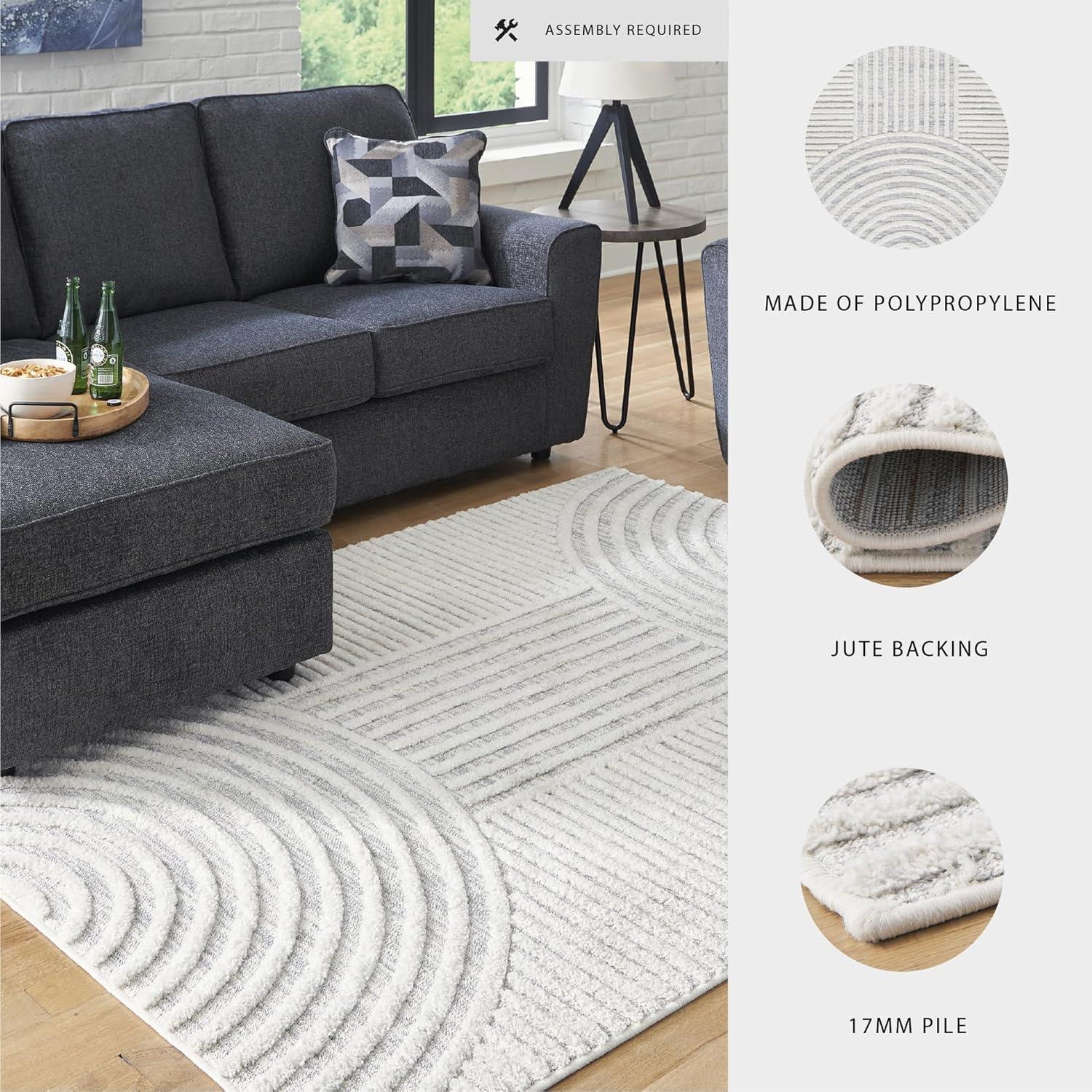 imageSignature Design by Ashley Lambworth Contemporary 5x7 Area Rug White amp Light Gray710 x 10