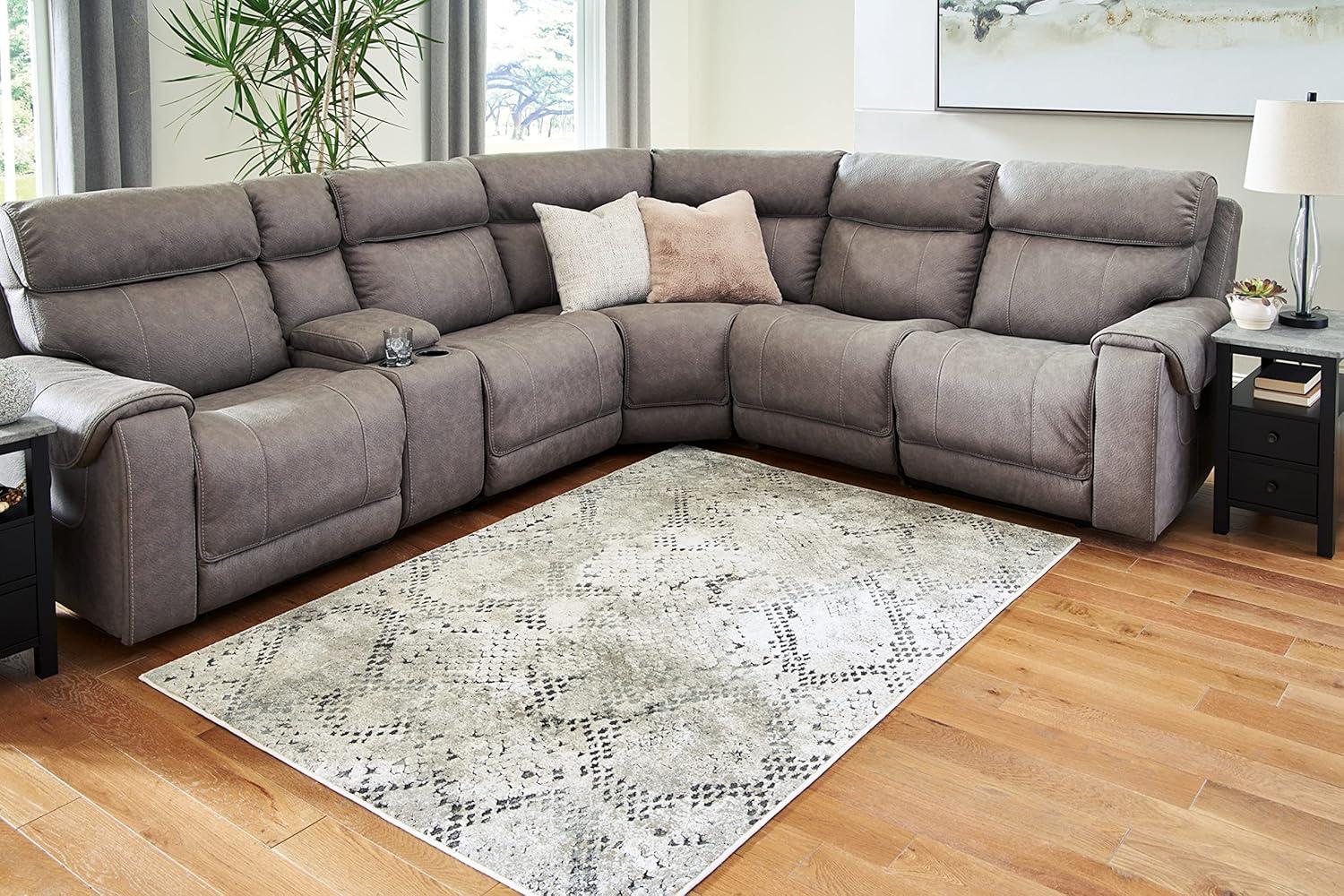 imageSignature Design by Ashley Poincilana Contemporary 5 x 7 Medium Pile Snakeskin Design Rug Gray5 x 7 Rectangular