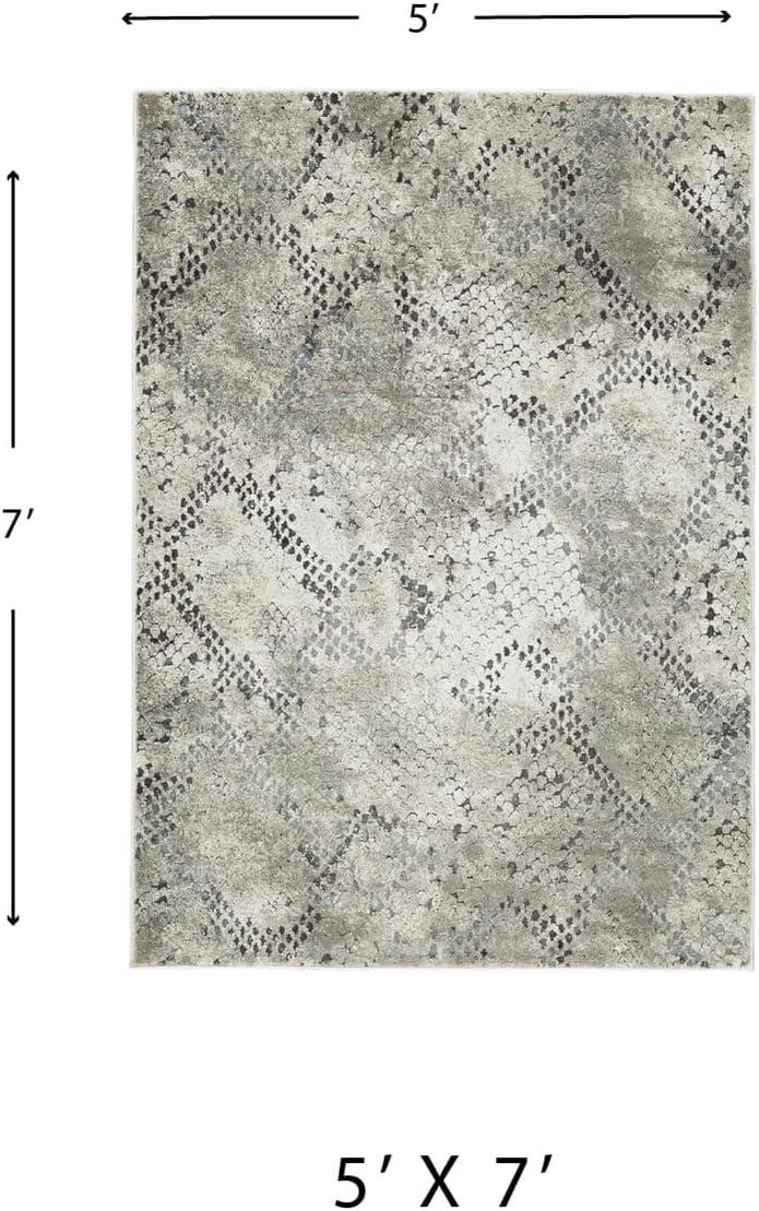 imageSignature Design by Ashley Poincilana Contemporary 5 x 7 Medium Pile Snakeskin Design Rug Gray5 x 7 Rectangular