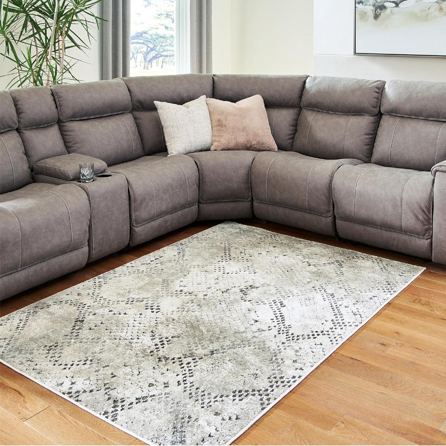 imageSignature Design by Ashley Poincilana Contemporary 5 x 7 Medium Pile Snakeskin Design Rug Gray5 x 7 Rectangular