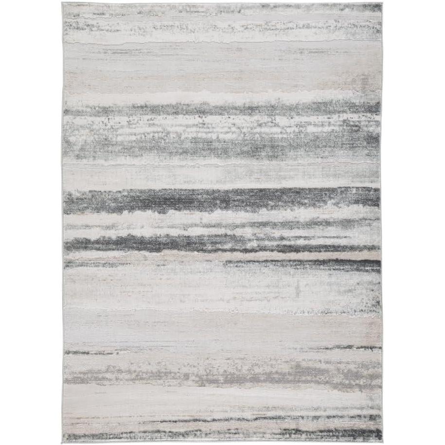imageSignature Design by Ashley Abanett Contemporary 5 x 7 Medium Pile Abstract Design Rug Cream Gold amp Gray53 x 73 Rectangular