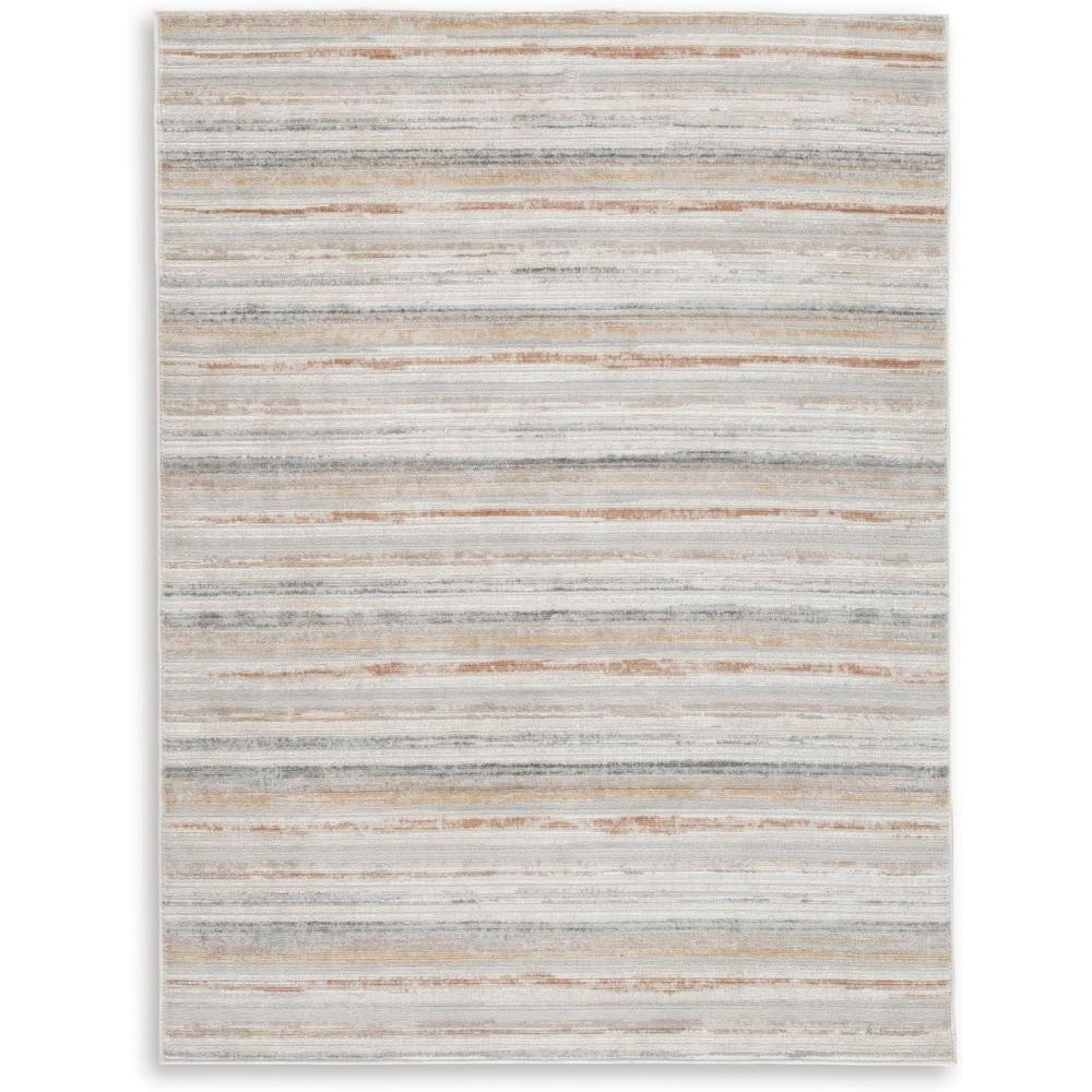 imageSignature Design by Ashley Artney Casual Stain Resistant Indoor Striped 5 x 7 Rug Light Brown amp Light Gray53 x 610 Rectangular