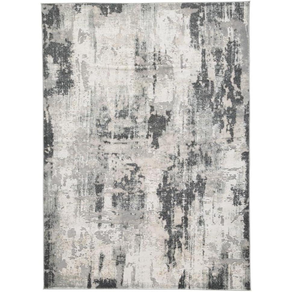 imageSignature Design by Ashley Mazatl Contemporary 8 x 10 Medium Pile Abstract Design Rug Cream Gold amp Gray53 x 73 Rectangular