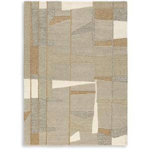 Signature Design by Ashley Abbotton Casual Indoor Geometric Handmade Wool and Jute 5 x 7 Rug, Light Brown & Light Gray