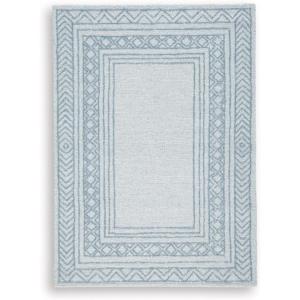 Signature Design by Ashley Azelhurst Coastal Indoor Hand Tufted Geometric Rectangular 5 x 7 Area Rug, Blue & Beige
