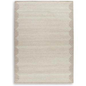 Signature Design by Ashley Emorymore Casual Indoor Striped Wool 5 x 7 Rug, Light Brown & Beige(10′ x 14′ (Rectangular))