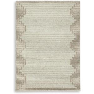 Signature Design by Ashley Emorymore Casual Indoor Striped Wool 5 x 7 Rug, Light Brown & Beige(5′ x 7′ (Rectangular))