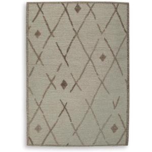 Signature Design by Ashley Guyford Rustic Indoor Geometric Handmade Wool 5 x 7 Rug, Beige & Dark Brown