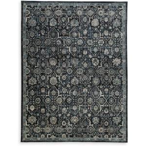 Signature Design by Ashley Hilcott Traditional Artful Floral Design Machine Woven 7 x 10 ft Large Rug, High Pile, Blue, Cream, & Brown(7’10” x 10’9″ (Rectangular))