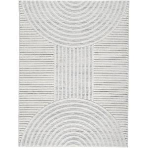 Signature Design by Ashley Lambworth Contemporary 5×7 Area Rug, White & Light Gray(7’10” x 10′)