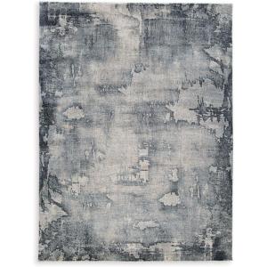 Signature Design by Ashley Langrich Modern Abstract Pattern Machine Woven 5 x 7 ft Medium Rug, High Pile, Blue, Cream, & Gray(7’10” x 10’9″ (Rectangular))