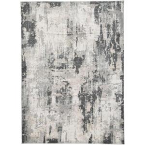 Signature Design by Ashley Mazatl Contemporary 8 x 10 Medium Pile Abstract Design Rug, Cream, Gold & Gray(5’3″ x 7’3″ (Rectangular))