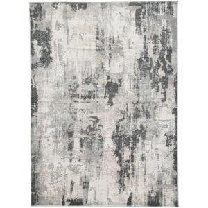 Signature Design by Ashley Mazatl Contemporary 8 x 10 Medium Pile Abstract Design Rug, Cream, Gold & Gray(7’10” x 10’2″ (Rectangular))