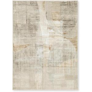 Signature Design by Ashley Truward Minimalist Indoor Abstract Medium 5 x 7 Rug with Non-Slip Backing, Gray & Light Brown(5’3″ x 7’3″ (Rectangular))