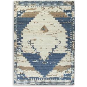 Signature Design by Ashley Varnler Classic Indoor Medallion 8 x 10 Rug, Blue & Light Brown(7’8″ x 9’7″ (Rectangular))