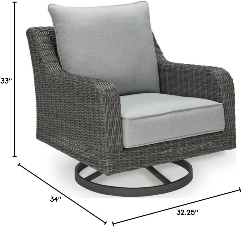 imageAshley Furniture Elite Park Resin Outdoor Swivel Lounge with Cushion in Gray