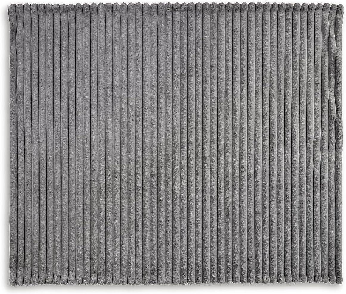 imageSignature Design by Ashley Alsonwell Contemporary Machine Washable Jacquard Faux Fur Throw with Stripe Design GrayGray