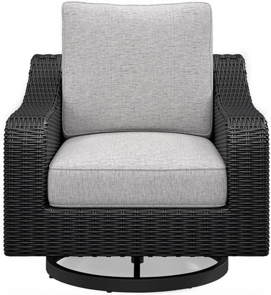 imageSignature Design by Ashley Beachcroft Black Outdoor Swivel Lounge with Cushion