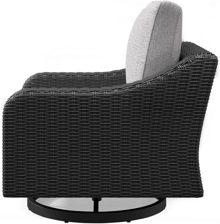 imageSignature Design by Ashley Beachcroft Black Outdoor Swivel Lounge with Cushion