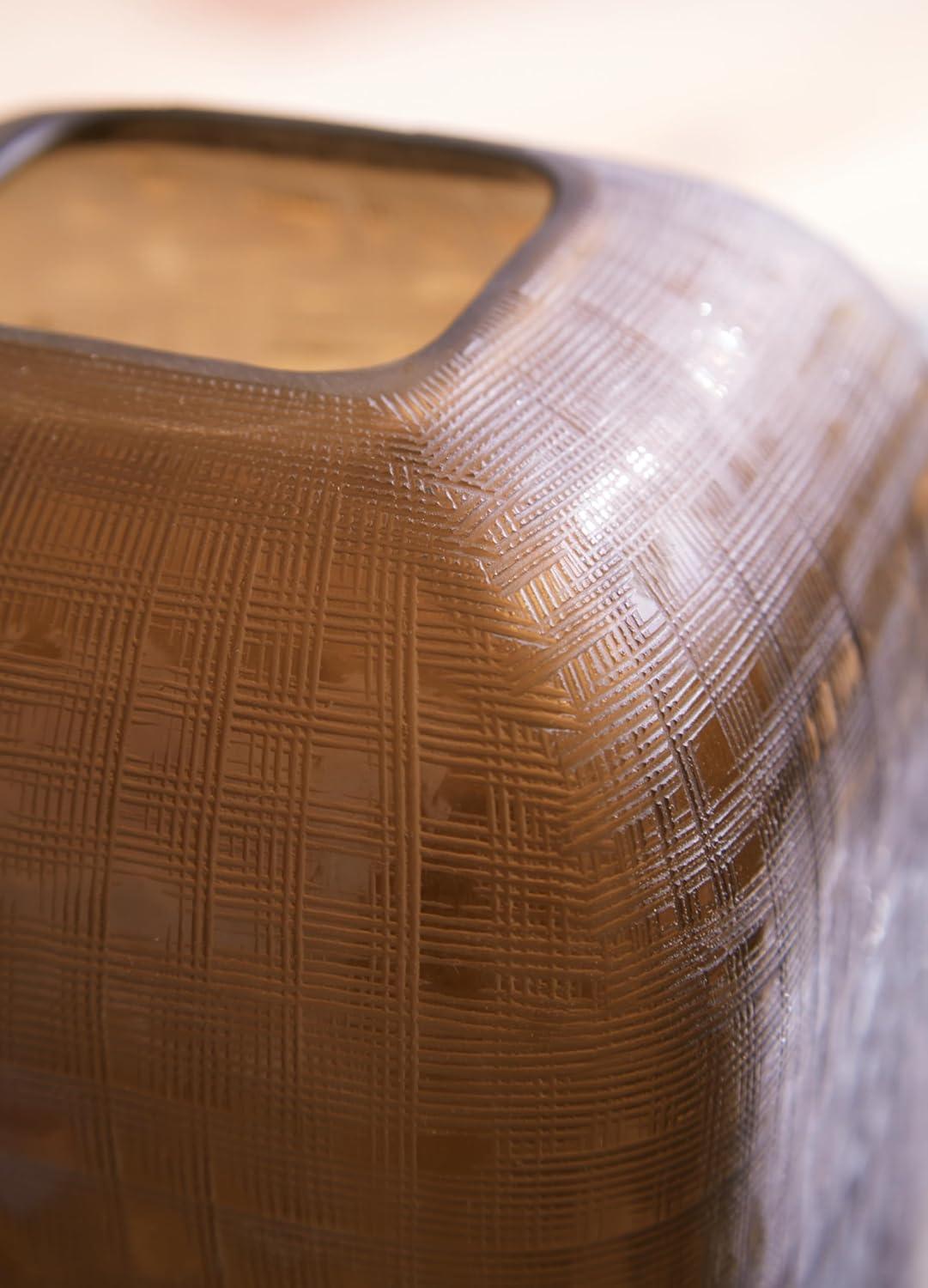 imageSignature Design by Ashley Capard MidCentury Modern IndoorOutdoor 8 Grid Textured Glass Tabletop Vase Dark Brown11