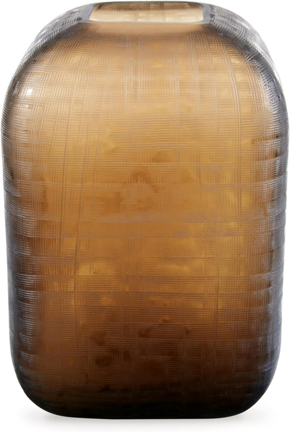 imageSignature Design by Ashley Capard MidCentury Modern IndoorOutdoor 8 Grid Textured Glass Tabletop Vase Dark Brown11