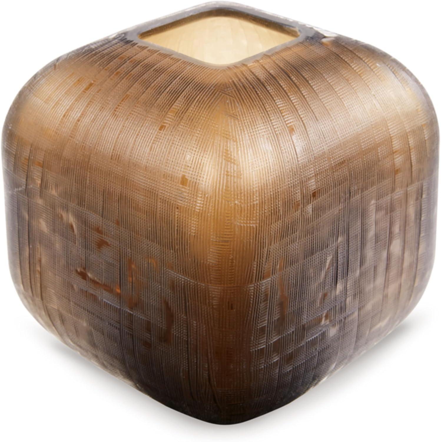 imageSignature Design by Ashley Capard MidCentury Modern IndoorOutdoor 8 Grid Textured Glass Tabletop Vase Dark Brown8