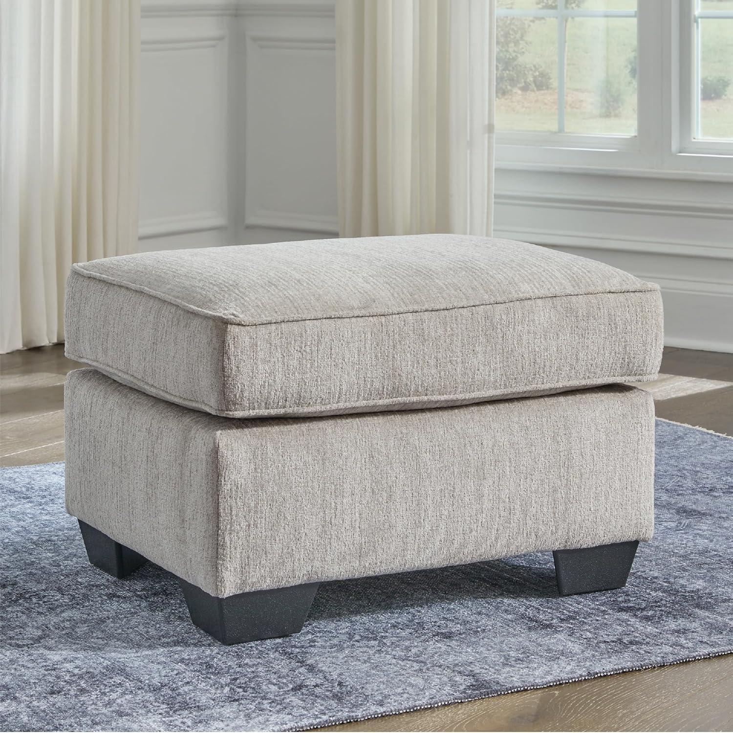 imageSignature Design by Ashley Cashton Modern Rectangular Upholstered Ottoman Light Gray