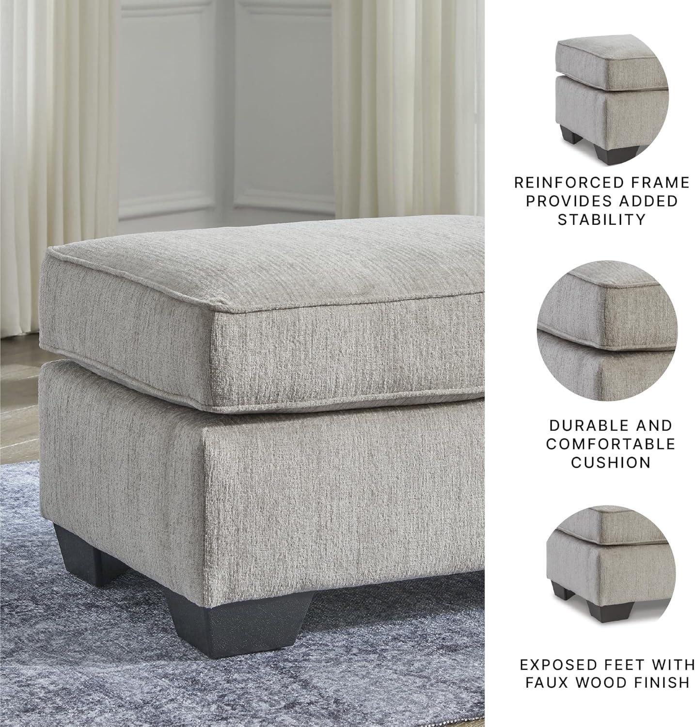 imageSignature Design by Ashley Cashton Modern Rectangular Upholstered Ottoman Light Gray