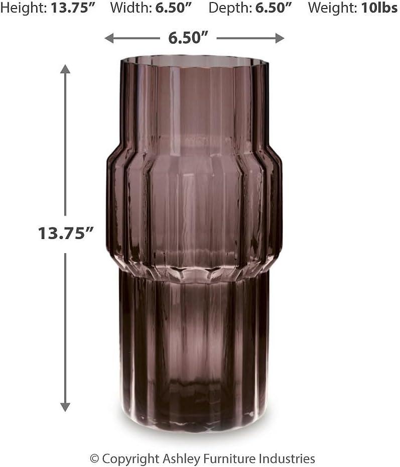 imageSignature Design by Ashley Dorlow Contemporary IndoorOutdoor 925 Glass Countertop Vase with Oversized Fluted Detail PurpleSmall