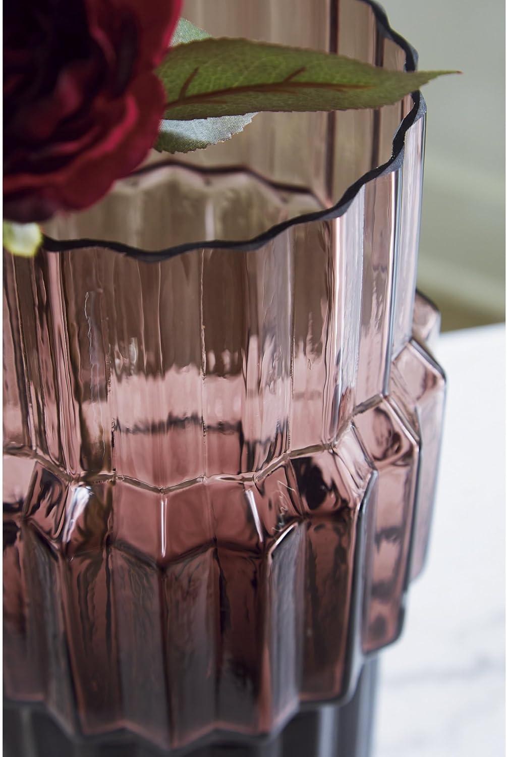 imageSignature Design by Ashley Dorlow Contemporary IndoorOutdoor 925 Glass Countertop Vase with Oversized Fluted Detail PurpleSmall