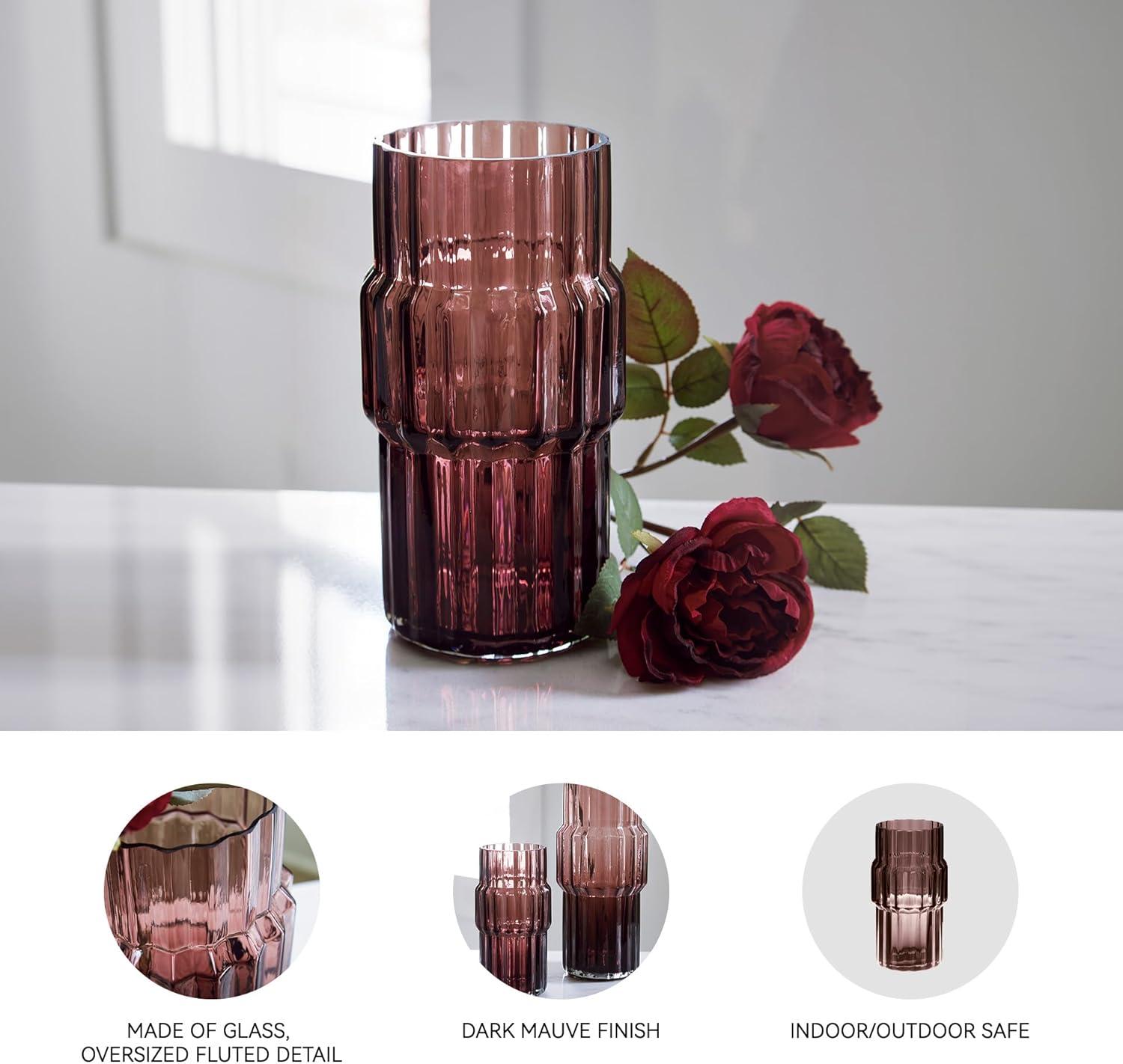 imageSignature Design by Ashley Dorlow Contemporary IndoorOutdoor Watertight Glass Vase with Wide Mouth Set of 2 PurplePurple