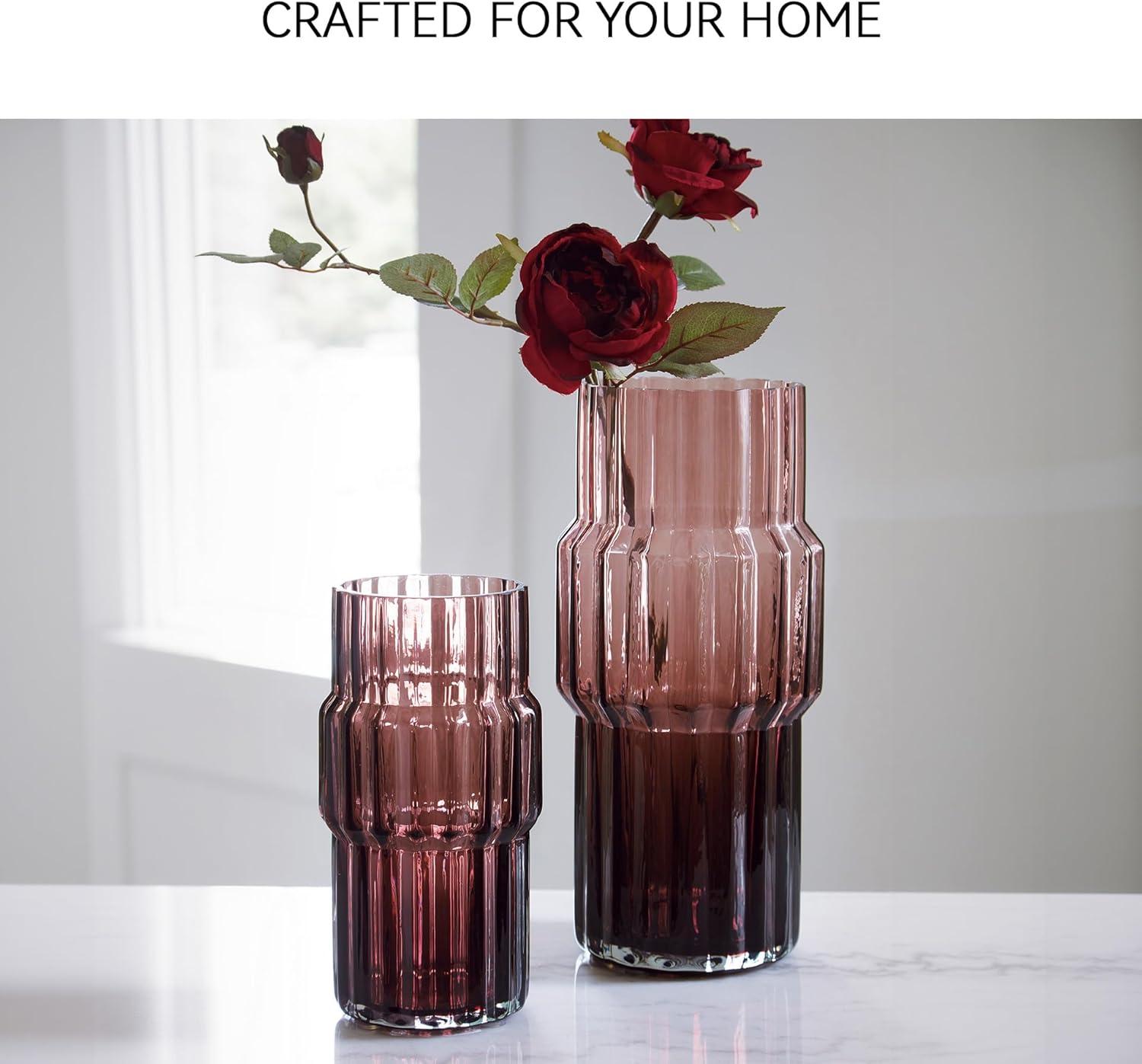 imageSignature Design by Ashley Dorlow Contemporary IndoorOutdoor Watertight Glass Vase with Wide Mouth Set of 2 PurplePurple