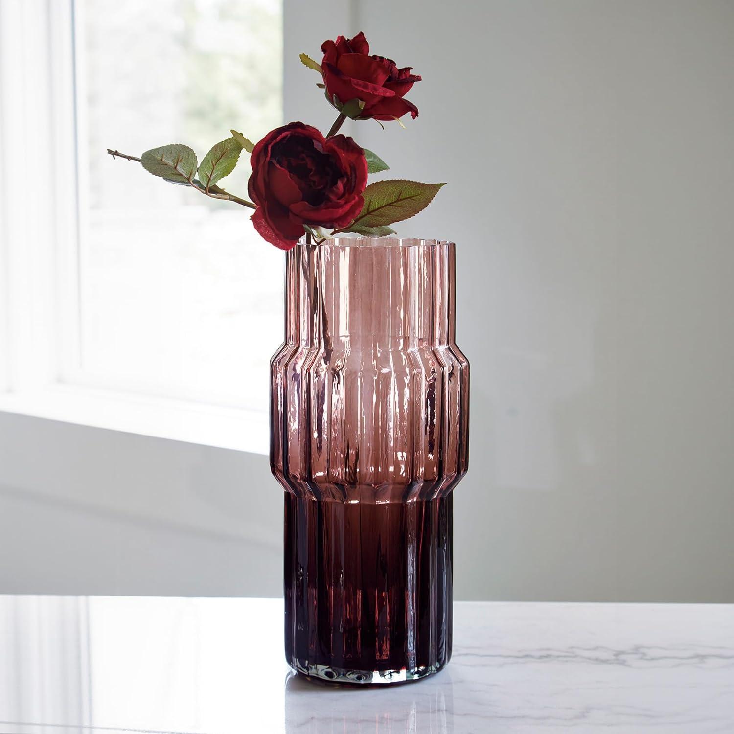 imageSignature Design by Ashley Dorlow Contemporary IndoorOutdoor Watertight Glass Vase with Wide Mouth Set of 2 PurplePurple