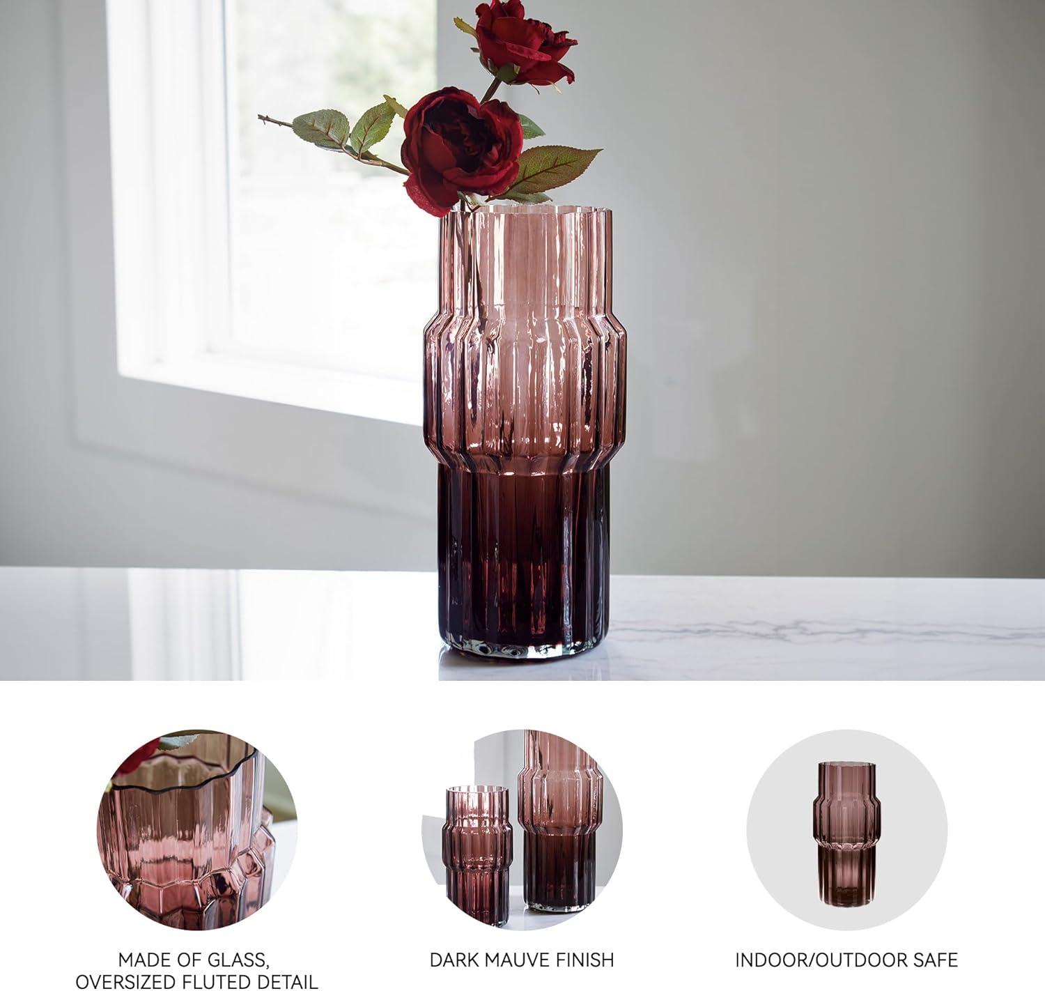 imageSignature Design by Ashley Dorlow Contemporary IndoorOutdoor Watertight Glass Vase with Wide Mouth Set of 2 PurplePurple