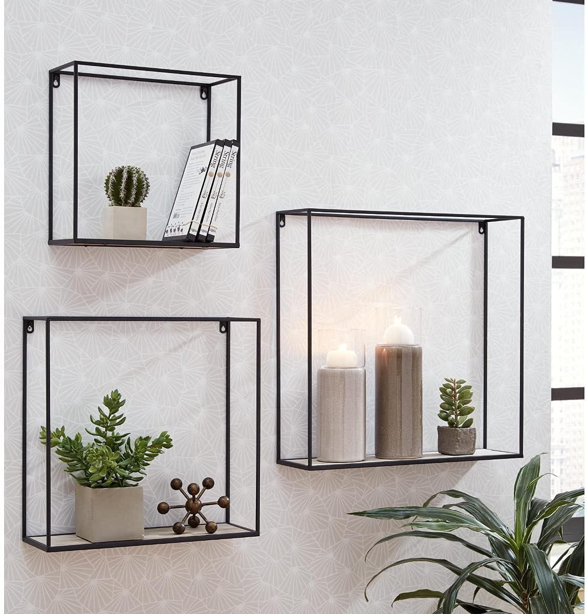 imageSignature Design by Ashley Efharis Shadow Box Set 3 Piece Wall Shelf Natural amp Gold FinishContemporary