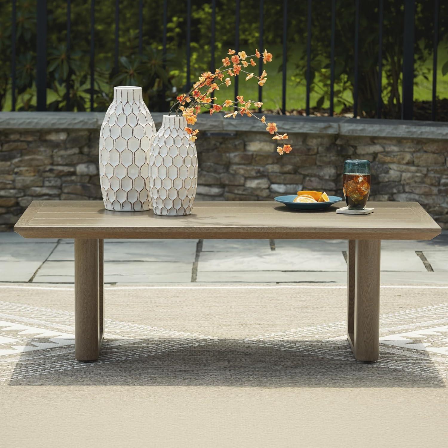 imageSignature Design by Ashley Furniture Serene Bay Dark Brown Outdoor Coffee Table