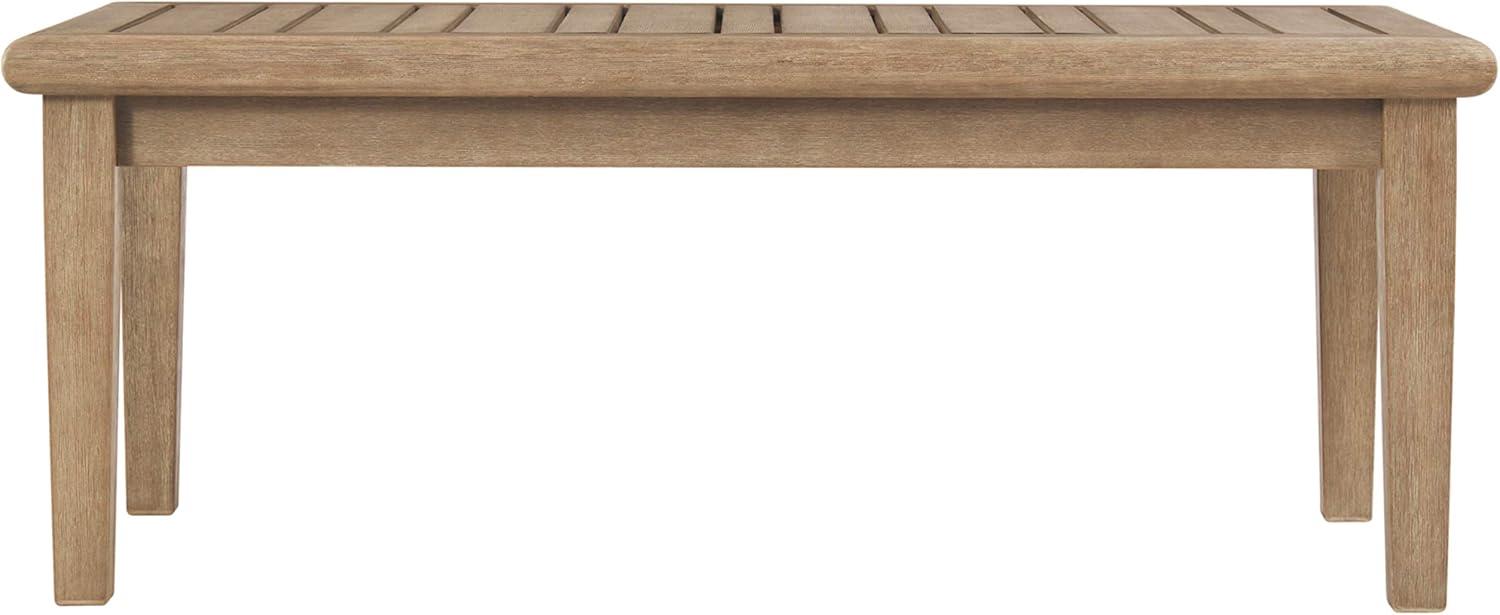 imageSignature Design by Ashley Gerianne Outdoor Eucalyptus Wood Rectangular Coffee Table Beige 50 x 26 x 19 inches Weather ResistantSquare End Table Top Coffee Table Beige
