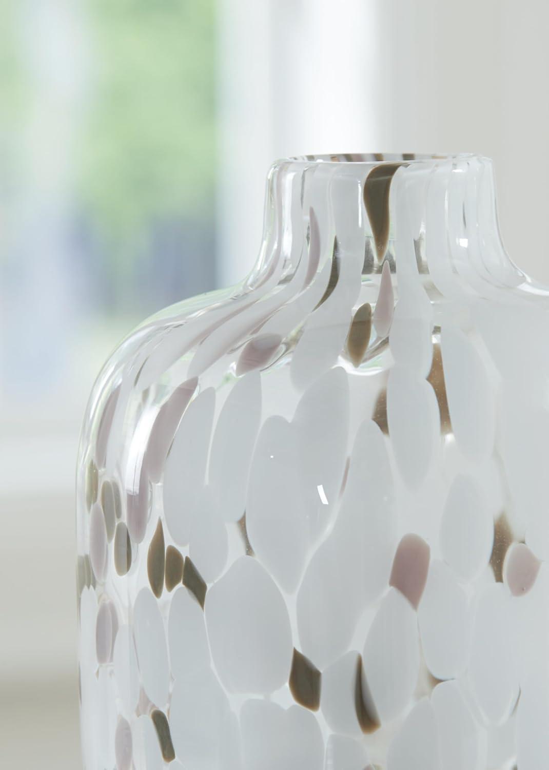 imageSignature Design by Ashley Keelton Casual Indoor Watertight Abstract Patterned Glass Vase White amp Dark BrownMedium