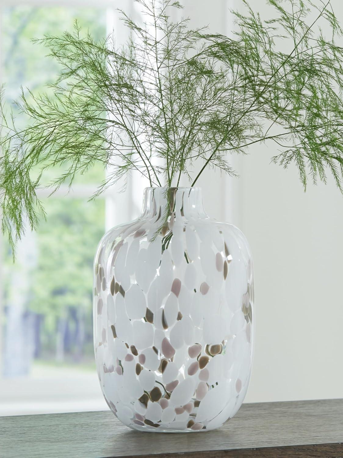 imageSignature Design by Ashley Keelton Casual Indoor Watertight Abstract Patterned Glass Vase White amp Dark BrownMedium
