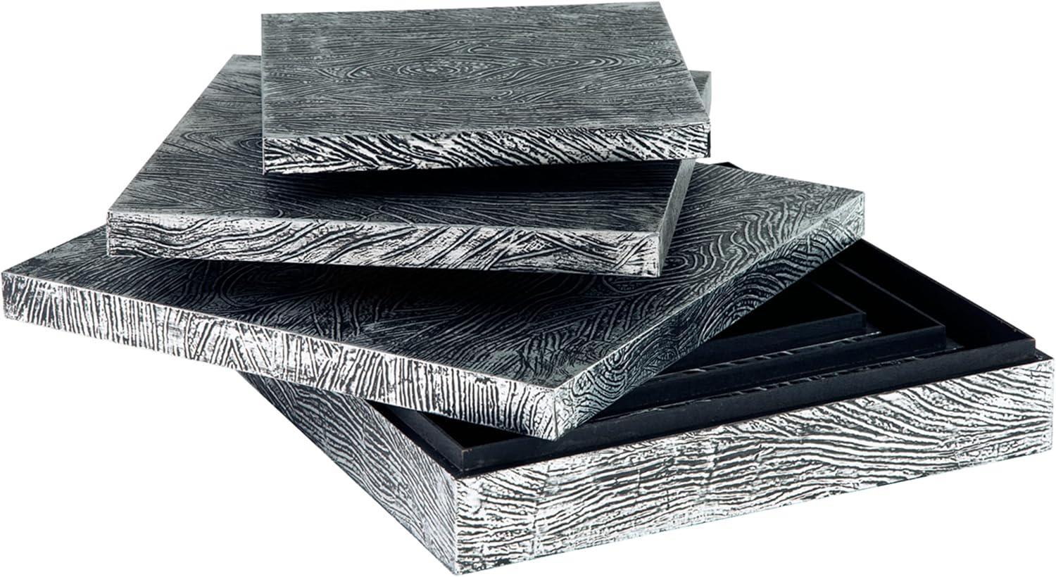 imageSignature Design by Ashley Keldy Modern 3 Piece Metal amp Wood Storage Box Set Antique GrayPewter
