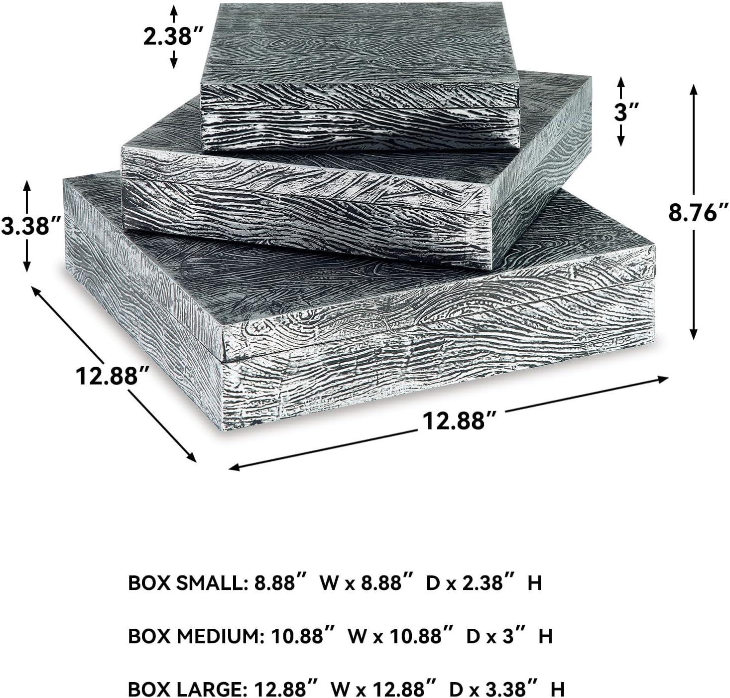 imageSignature Design by Ashley Keldy Modern 3 Piece Metal amp Wood Storage Box Set Antique GrayPewter
