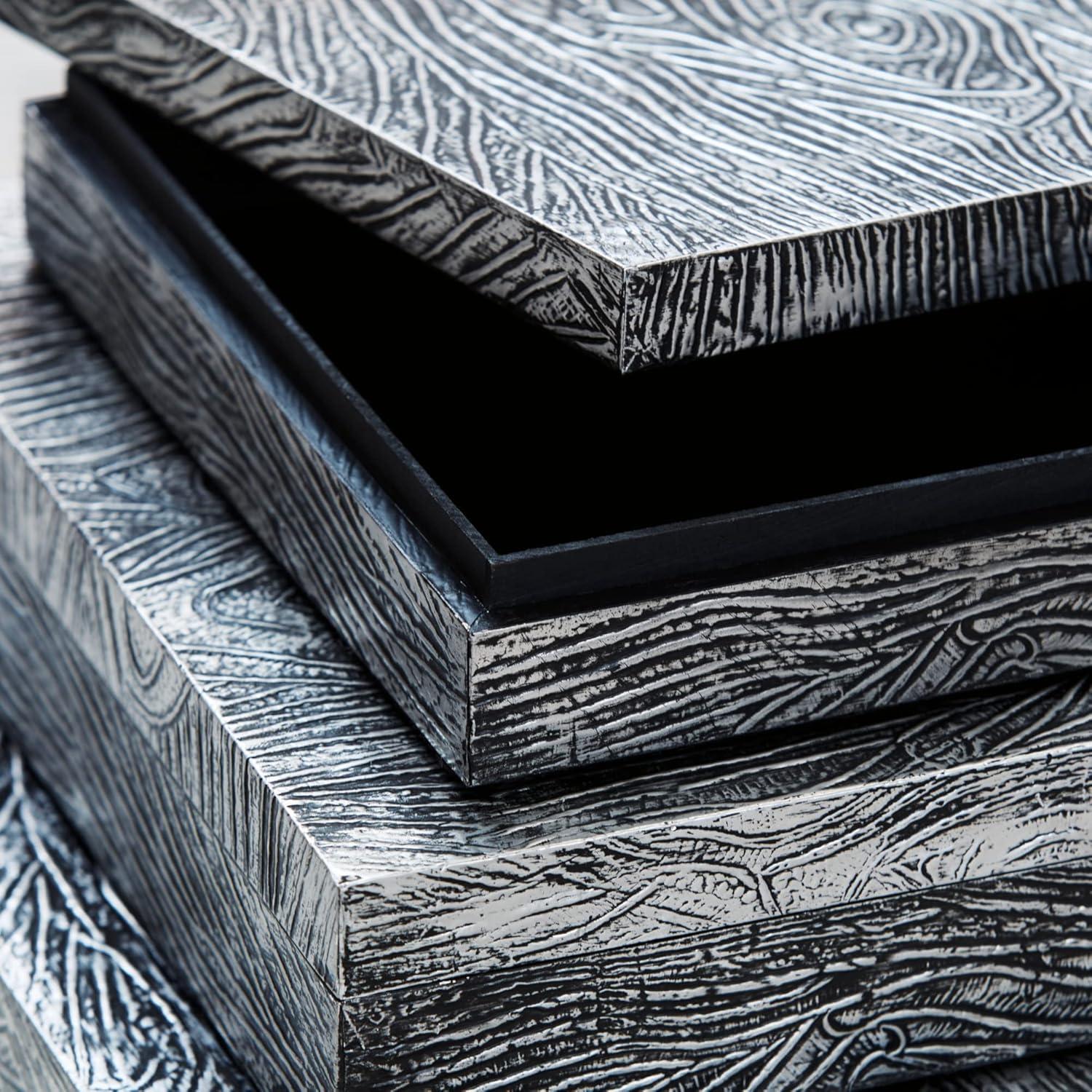 imageSignature Design by Ashley Keldy Modern 3 Piece Metal amp Wood Storage Box Set Antique GrayPewter