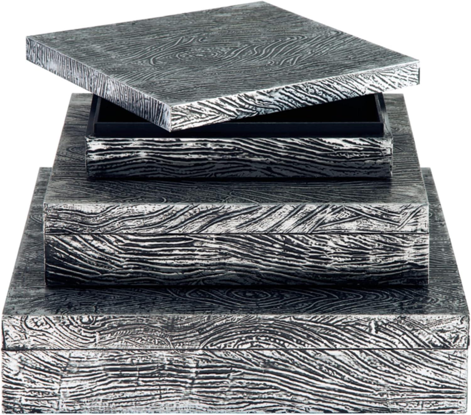 imageSignature Design by Ashley Keldy Modern 3 Piece Metal amp Wood Storage Box Set Antique GrayPewter
