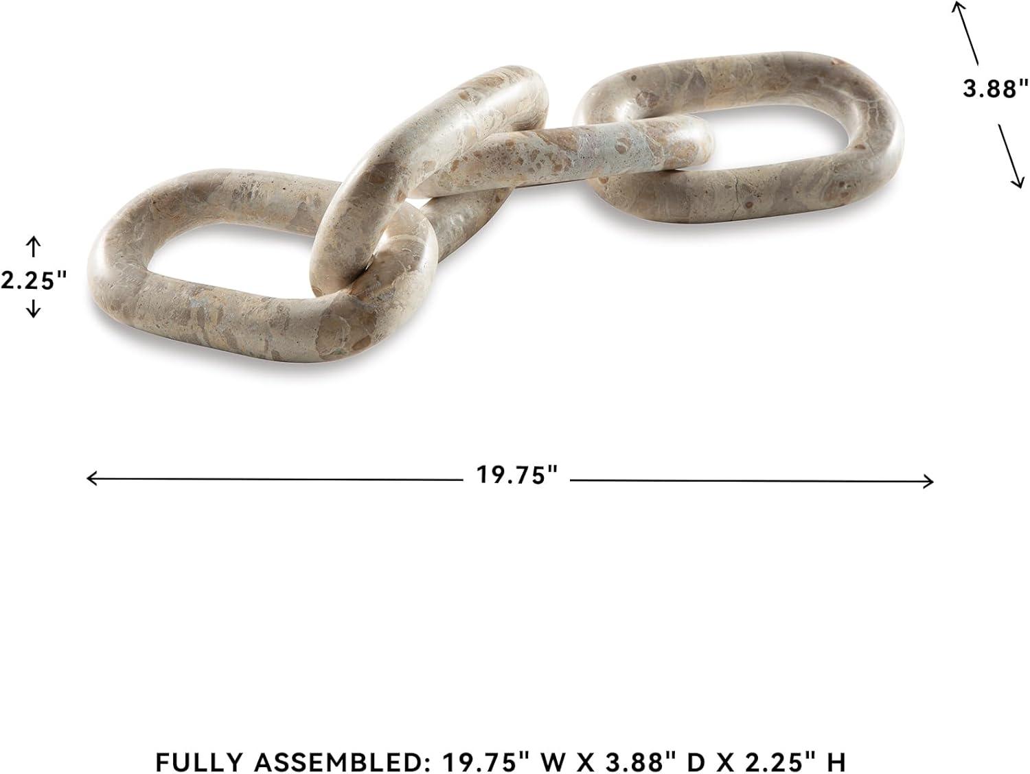 imageSignature Design by Ashley Kenport Contemporary Marble Chain Sculpture Light Beige