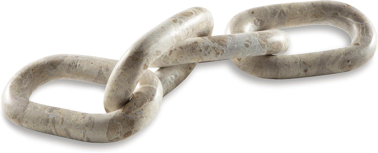 imageSignature Design by Ashley Kenport Contemporary Marble Chain Sculpture Light Beige