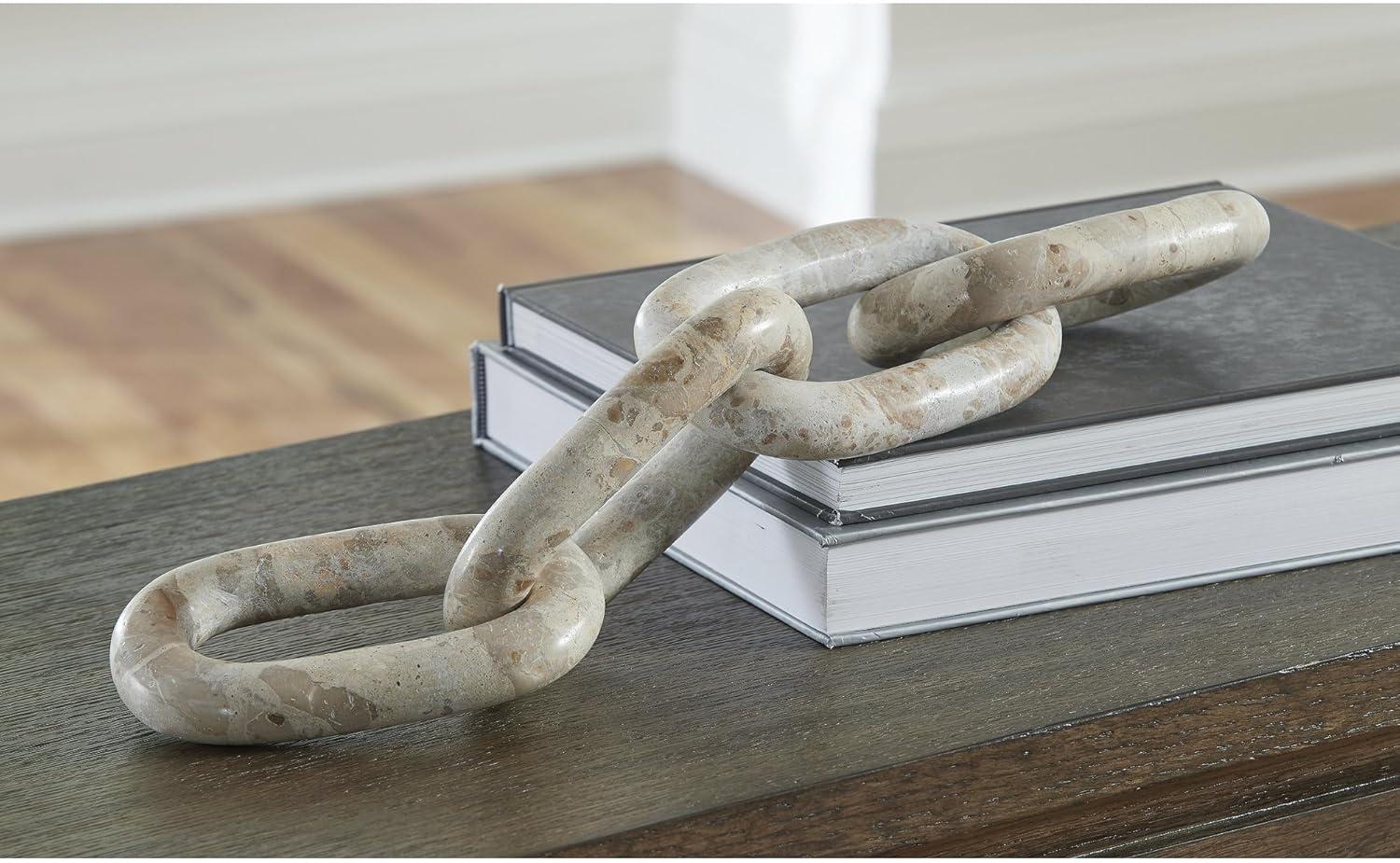 imageSignature Design by Ashley Kenport Contemporary Marble Chain Sculpture Light Beige