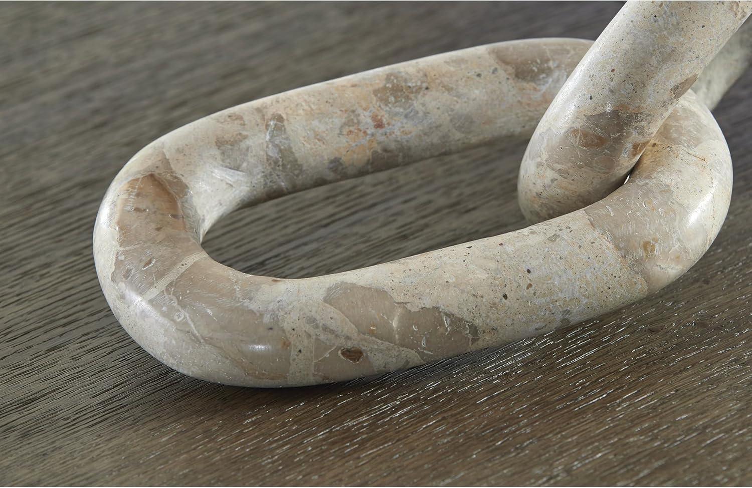 imageSignature Design by Ashley Kenport Contemporary Marble Chain Sculpture Light Beige