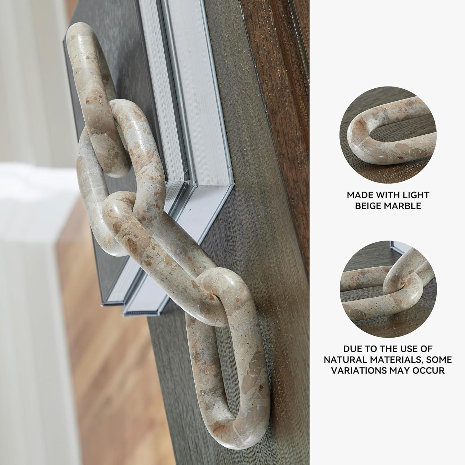 imageSignature Design by Ashley Kenport Contemporary Marble Chain Sculpture Light Beige