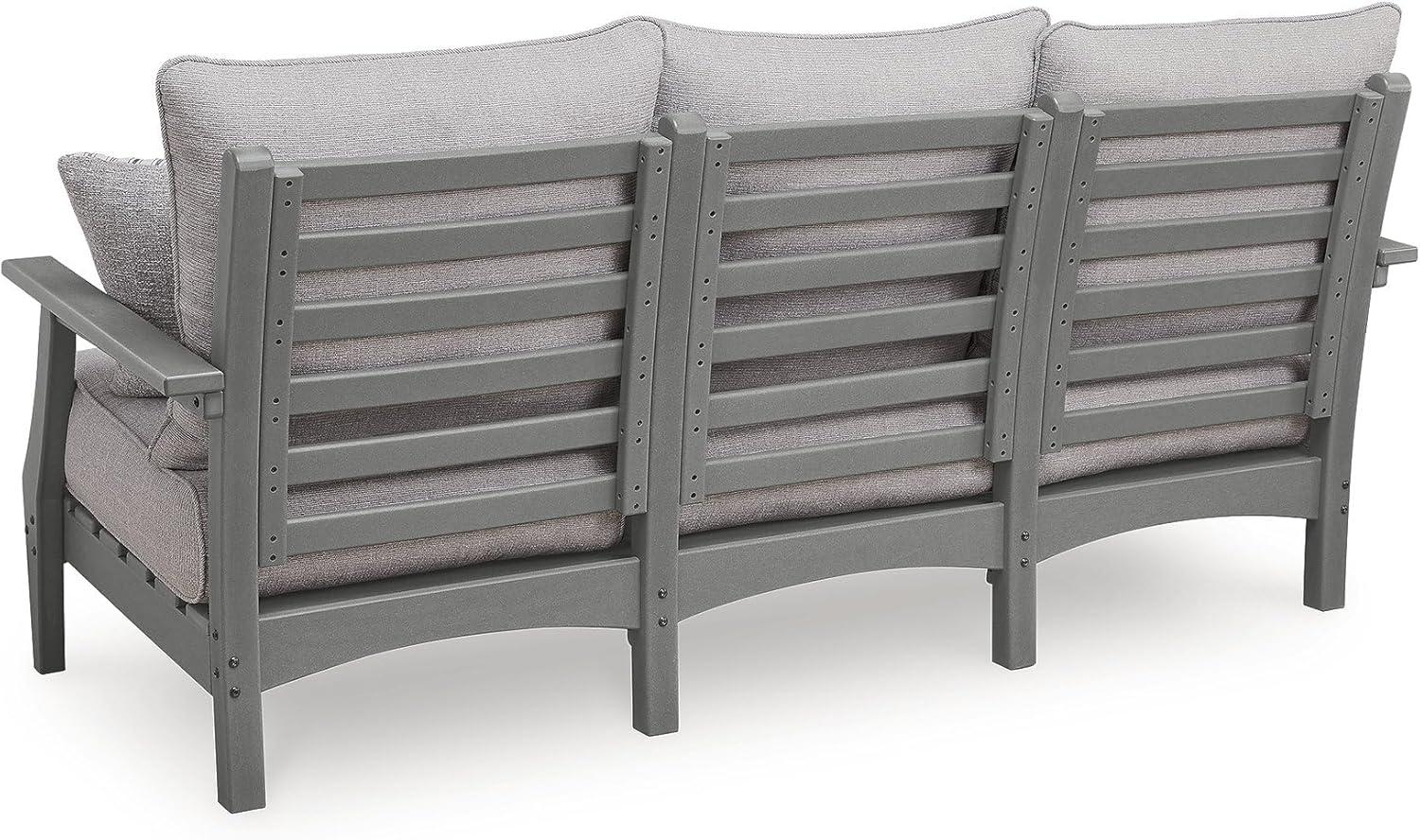 imageSignature Design by Ashley Lone View Bay Casual Outdoor Sofa with Cushion Weather Resistance and Armrest Gray